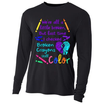 Broken Crayons Still Color Tee Suicide Prevention Awareness Cooling Performance Long Sleeve Crew