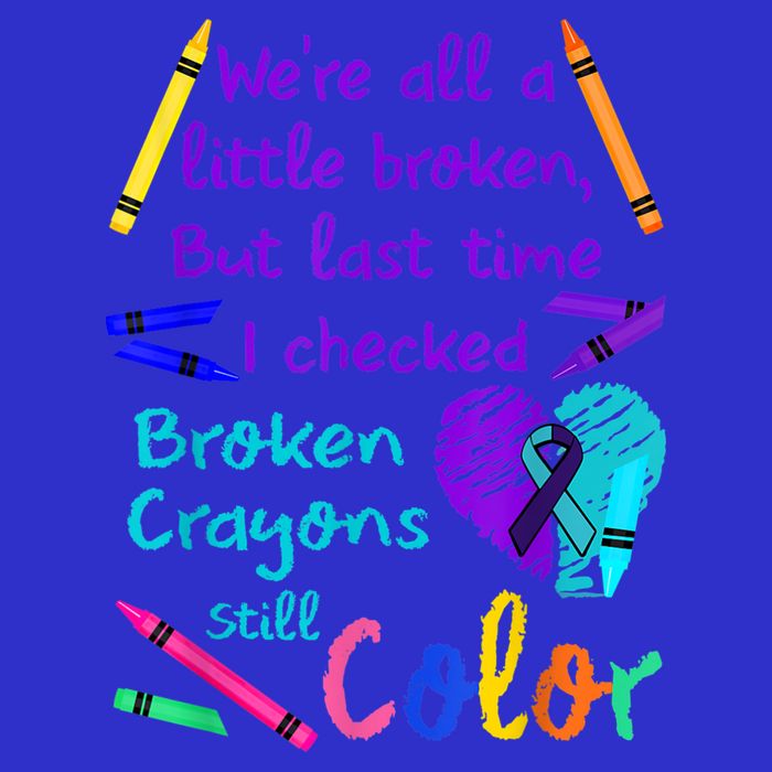 Broken Crayons Still Color Tee Suicide Prevention Awareness Full-Length Apron With Pockets