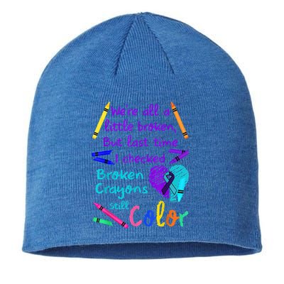 Broken Crayons Still Color Tee Suicide Prevention Awareness Sustainable Beanie