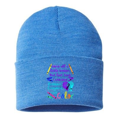 Broken Crayons Still Color Tee Suicide Prevention Awareness Sustainable Knit Beanie