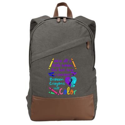 Broken Crayons Still Color Tee Suicide Prevention Awareness Cotton Canvas Backpack