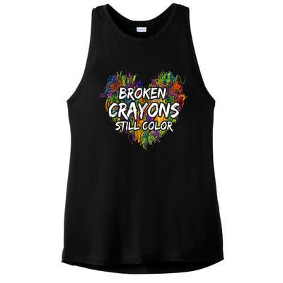 Broken Crayons Still Color Mental Health Awareness Supporter Ladies PosiCharge Tri-Blend Wicking Tank