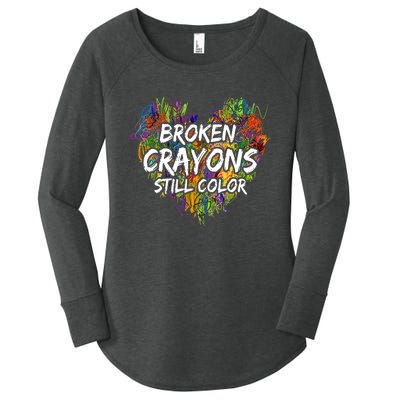 Broken Crayons Still Color Mental Health Awareness Supporter Women's Perfect Tri Tunic Long Sleeve Shirt