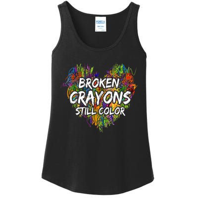 Broken Crayons Still Color Mental Health Awareness Supporter Ladies Essential Tank