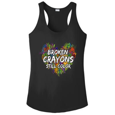 Broken Crayons Still Color Mental Health Awareness Supporter Ladies PosiCharge Competitor Racerback Tank