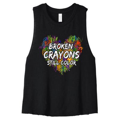 Broken Crayons Still Color Mental Health Awareness Supporter Women's Racerback Cropped Tank