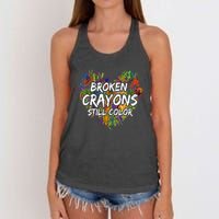 Broken Crayons Still Color Mental Health Awareness Supporter Women's Knotted Racerback Tank