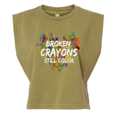 Broken Crayons Still Color Mental Health Awareness Supporter Garment-Dyed Women's Muscle Tee