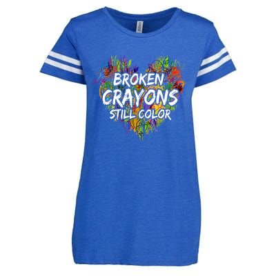 Broken Crayons Still Color Mental Health Awareness Supporter Enza Ladies Jersey Football T-Shirt