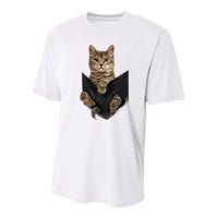 Brown Cat Sits In Pocket Cats Gifts Youth Performance Sprint T-Shirt