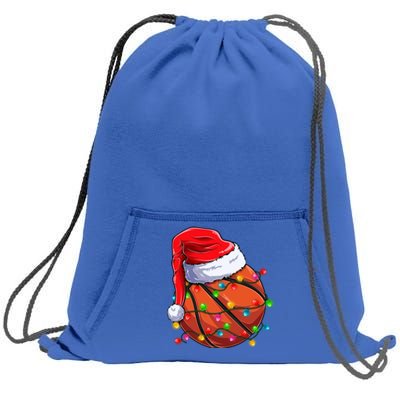 Basketball Christmas Santa Hat Funny Basketball Xmas Gift Sweatshirt Cinch Pack Bag