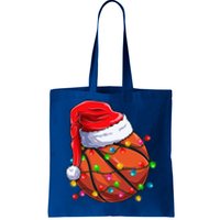 Basketball Christmas Santa Hat Funny Basketball Xmas Gift Tote Bag