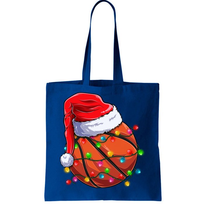 Basketball Christmas Santa Hat Funny Basketball Xmas Gift Tote Bag