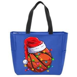 Basketball Christmas Santa Hat Funny Basketball Xmas Gift Zip Tote Bag