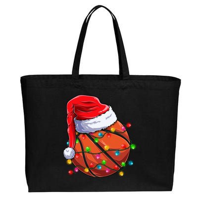 Basketball Christmas Santa Hat Funny Basketball Xmas Gift Cotton Canvas Jumbo Tote