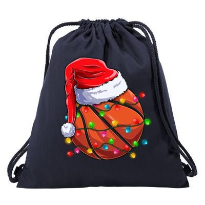 Basketball Christmas Santa Hat Funny Basketball Xmas Gift Drawstring Bag