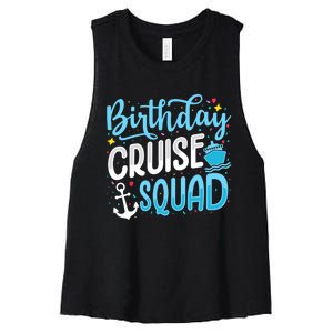 Birthday Cruise Squad Cruising Vacation Funny Crew Women's Racerback Cropped Tank