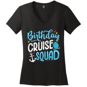 Birthday Cruise Squad Cruising Vacation Funny Crew Women's V-Neck T-Shirt