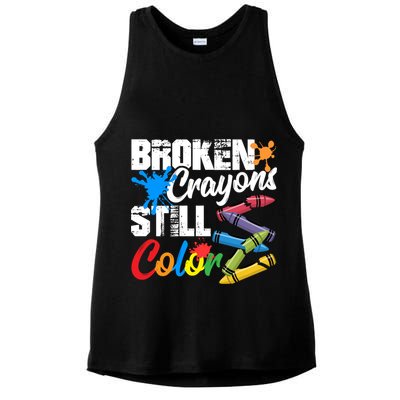 Broken Crayons Still Colortal Health Awareness Ladies PosiCharge Tri-Blend Wicking Tank