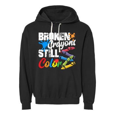 Broken Crayons Still Colortal Health Awareness Garment-Dyed Fleece Hoodie