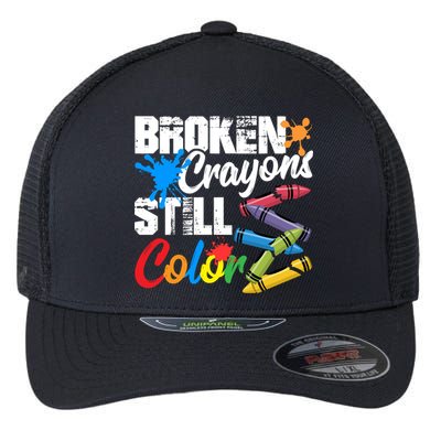 Broken Crayons Still Colortal Health Awareness Flexfit Unipanel Trucker Cap
