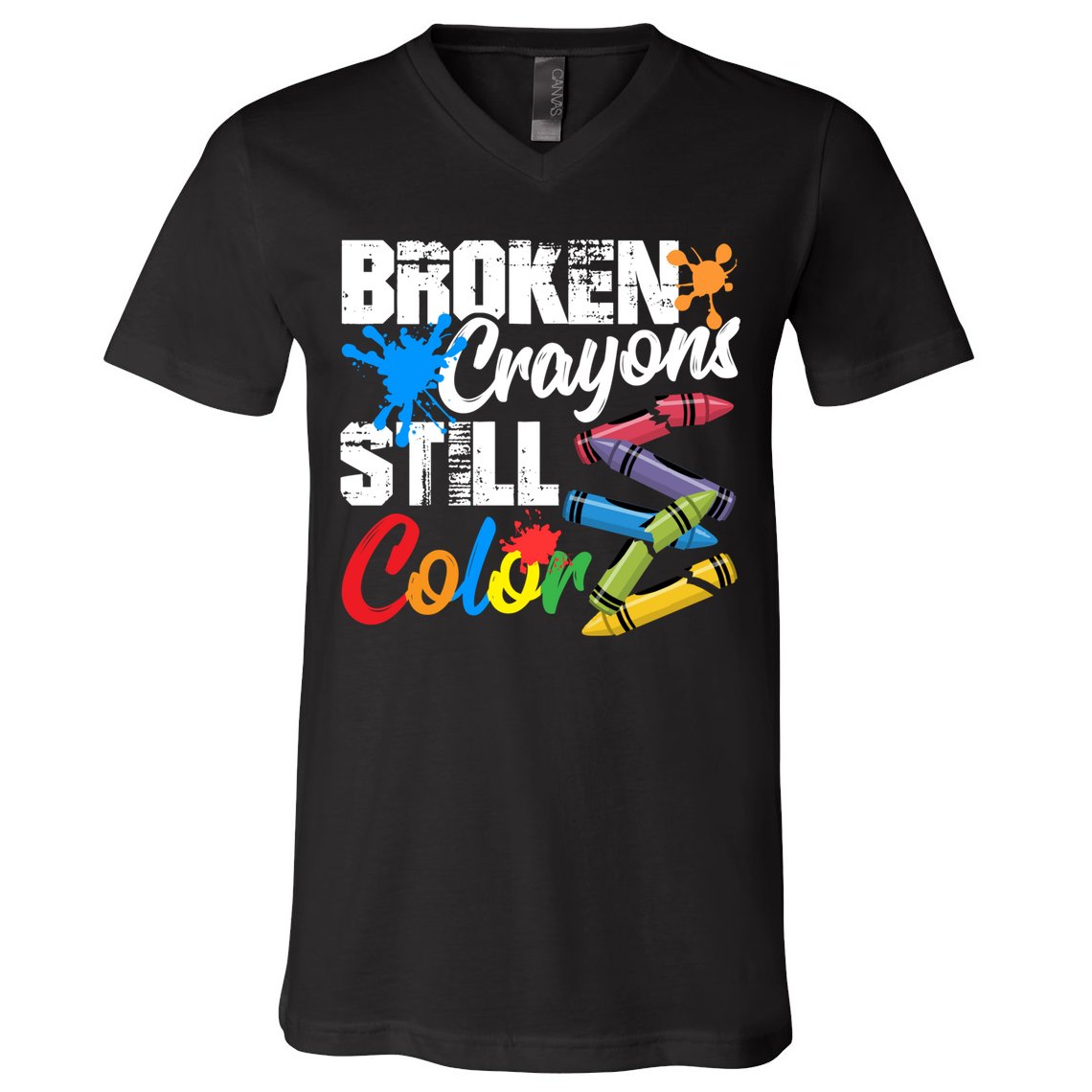 Broken Crayons Still Colortal Health Awareness V-Neck T-Shirt