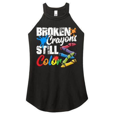 Broken Crayons Still Colortal Health Awareness Women's Perfect Tri Rocker Tank