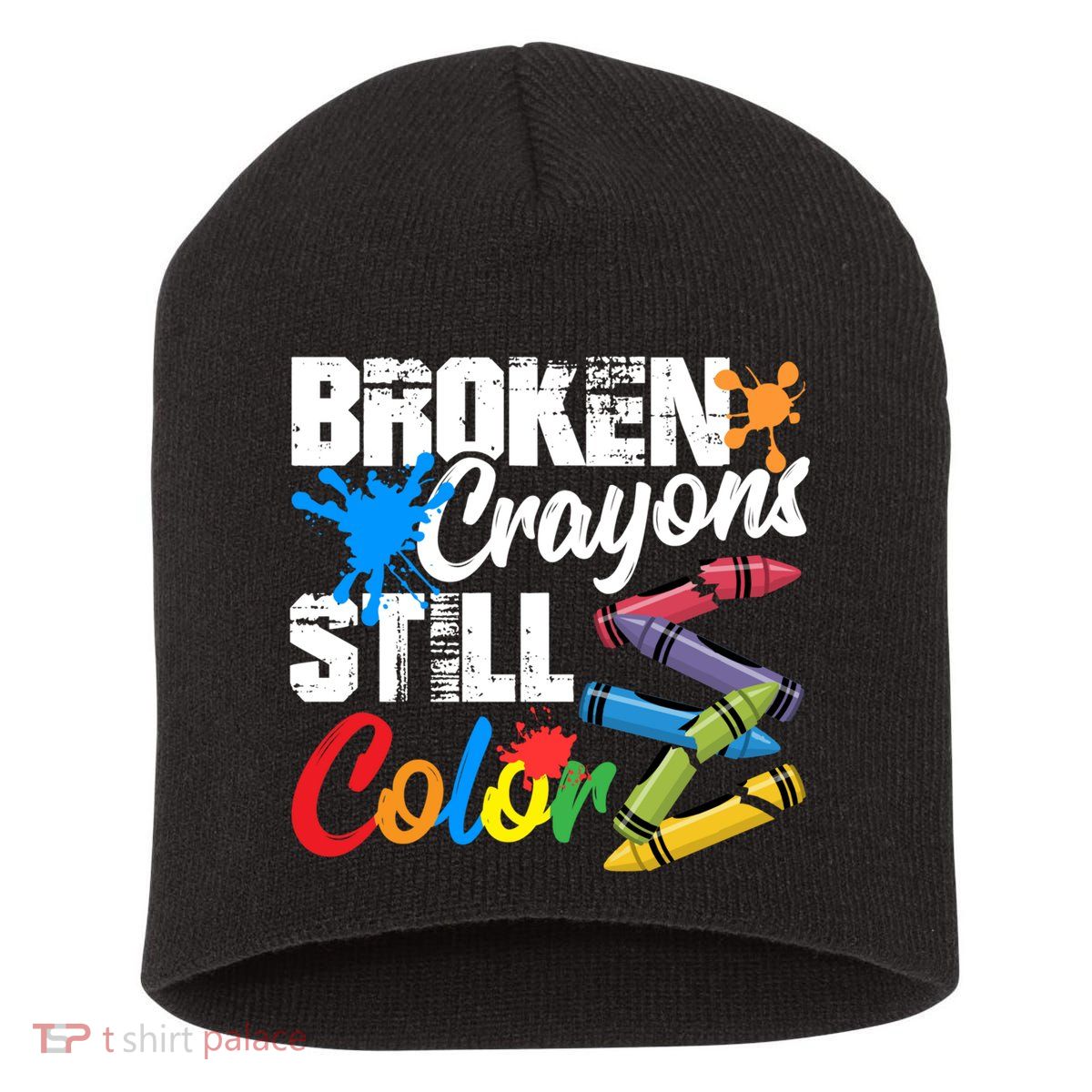 Broken Crayons Still Colortal Health Awareness Short Acrylic Beanie