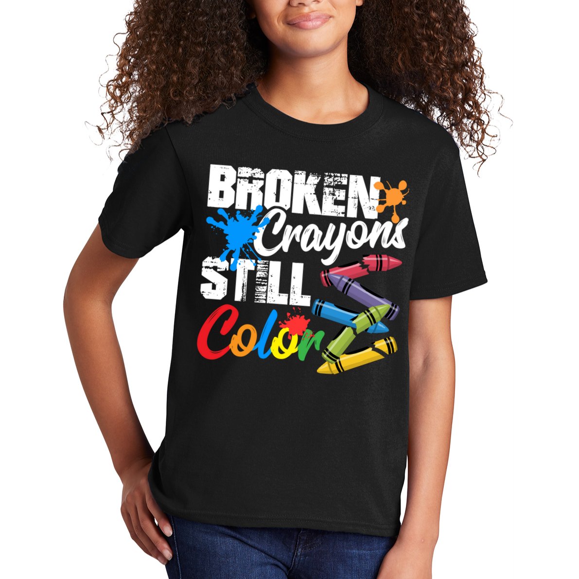 Broken Crayons Still Colortal Health Awareness Kids T-Shirt