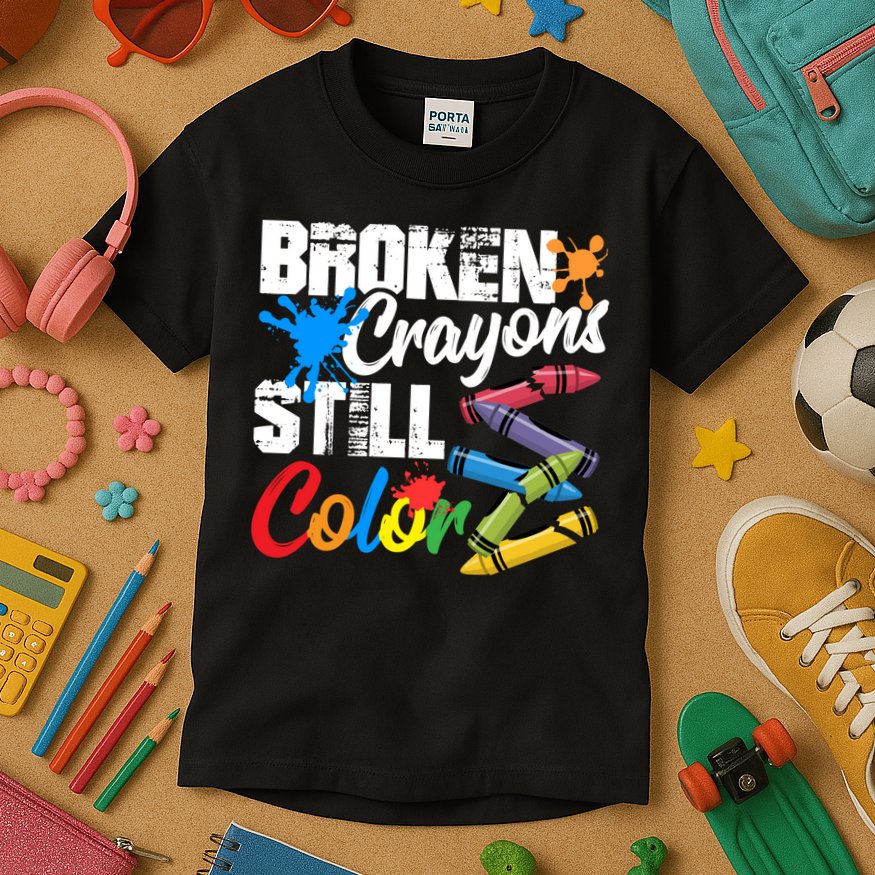 Broken Crayons Still Colortal Health Awareness Kids T-Shirt