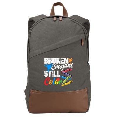 Broken Crayons Still Colortal Health Awareness Cotton Canvas Backpack