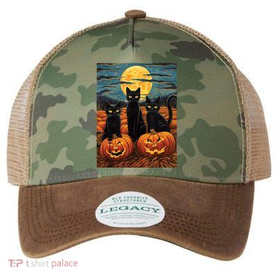 Black Cat Starry Night Van Gogh Funny Halloween Legacy Tie Dye Trucker Hat