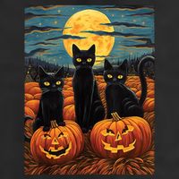 Black Cat Starry Night Van Gogh Funny Halloween Trucker Hat