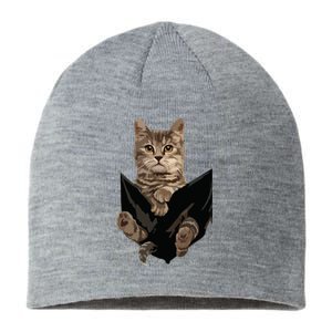 Brown Cat Sits In Pocket Cats Gift Sustainable Beanie