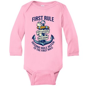 Boat Captain Sailor Seaman Seafarer Maritime Anchor Baby Long Sleeve Bodysuit