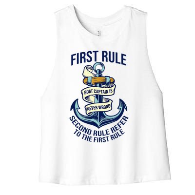 Boat Captain Sailor Seaman Seafarer Maritime Anchor Women's Racerback Cropped Tank