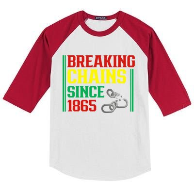 Breaking Chains Since 1865 Black History Month Proud African Gift Kids Colorblock Raglan Jersey