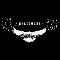 Baltimore City Skyline Inside Raven Silhouette Button