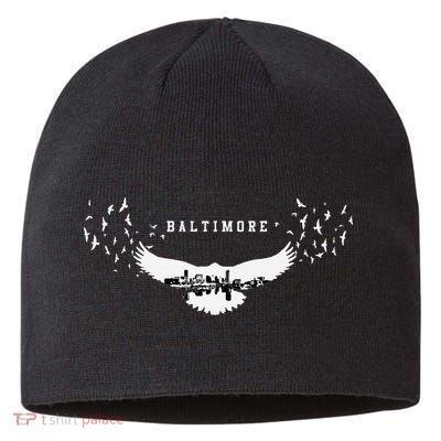 Baltimore City Skyline Inside Raven Silhouette Sustainable Beanie