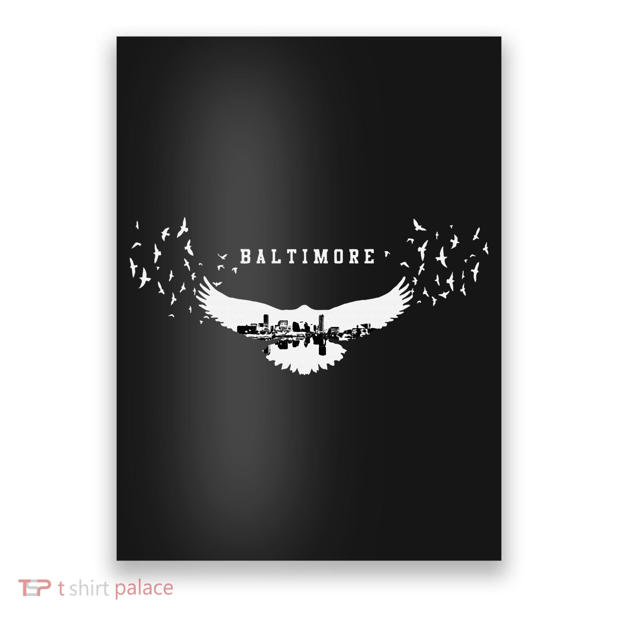 Baltimore City Skyline Inside Raven Silhouette Poster