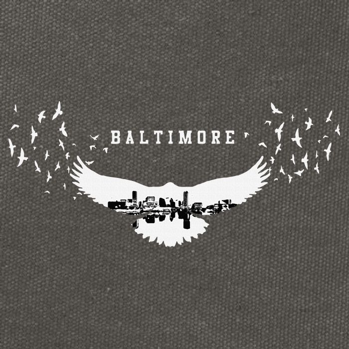 Baltimore City Skyline Inside Raven Silhouette Cotton Canvas Backpack