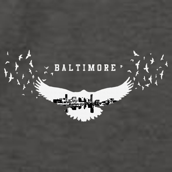 Baltimore City Skyline Inside Raven Silhouette Vector Backpack