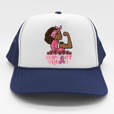 Breast Cancer Strong Black Woman Support Squad Women Girl Trucker Hat