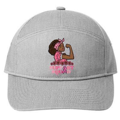 Breast Cancer Strong Black Woman Support Squad Women Girl 7-Panel Snapback Hat