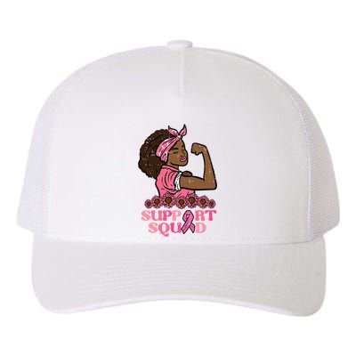 Breast Cancer Strong Black Woman Support Squad Women Girl Yupoong Adult 5-Panel Trucker Hat