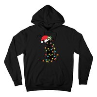 Black Cat Santa Tangled Up In Christmas Lights Hoodie