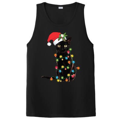 Black Cat Santa Tangled Up In Christmas Lights PosiCharge Competitor Tank