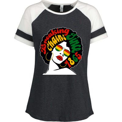 Breaking Chains Since 1865 Juneteenth Black American Freedom Gift Enza Ladies Jersey Colorblock Tee