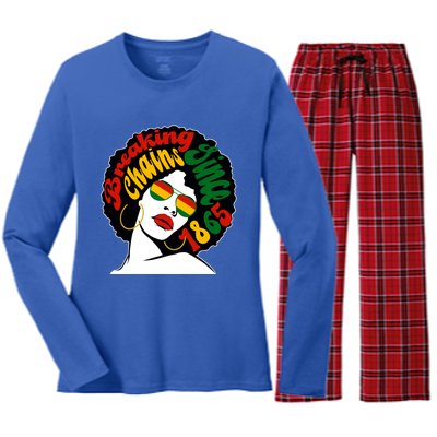 Breaking Chains Since 1865 Juneteenth Black American Freedom Gift Women's Long Sleeve Flannel Pajama Set 