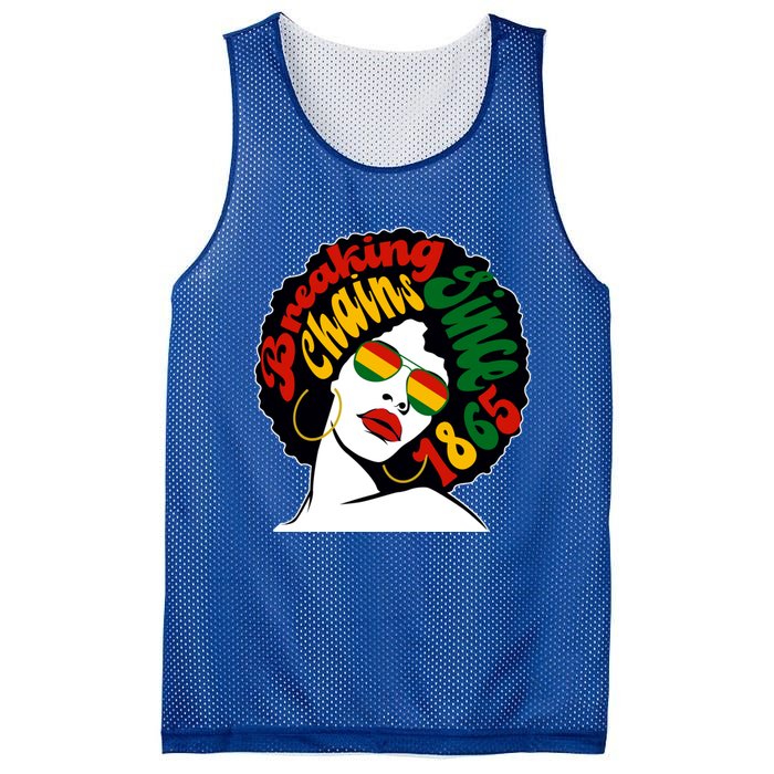 Breaking Chains Since 1865 Juneteenth Black American Freedom Gift Mesh Reversible Basketball Jersey Tank